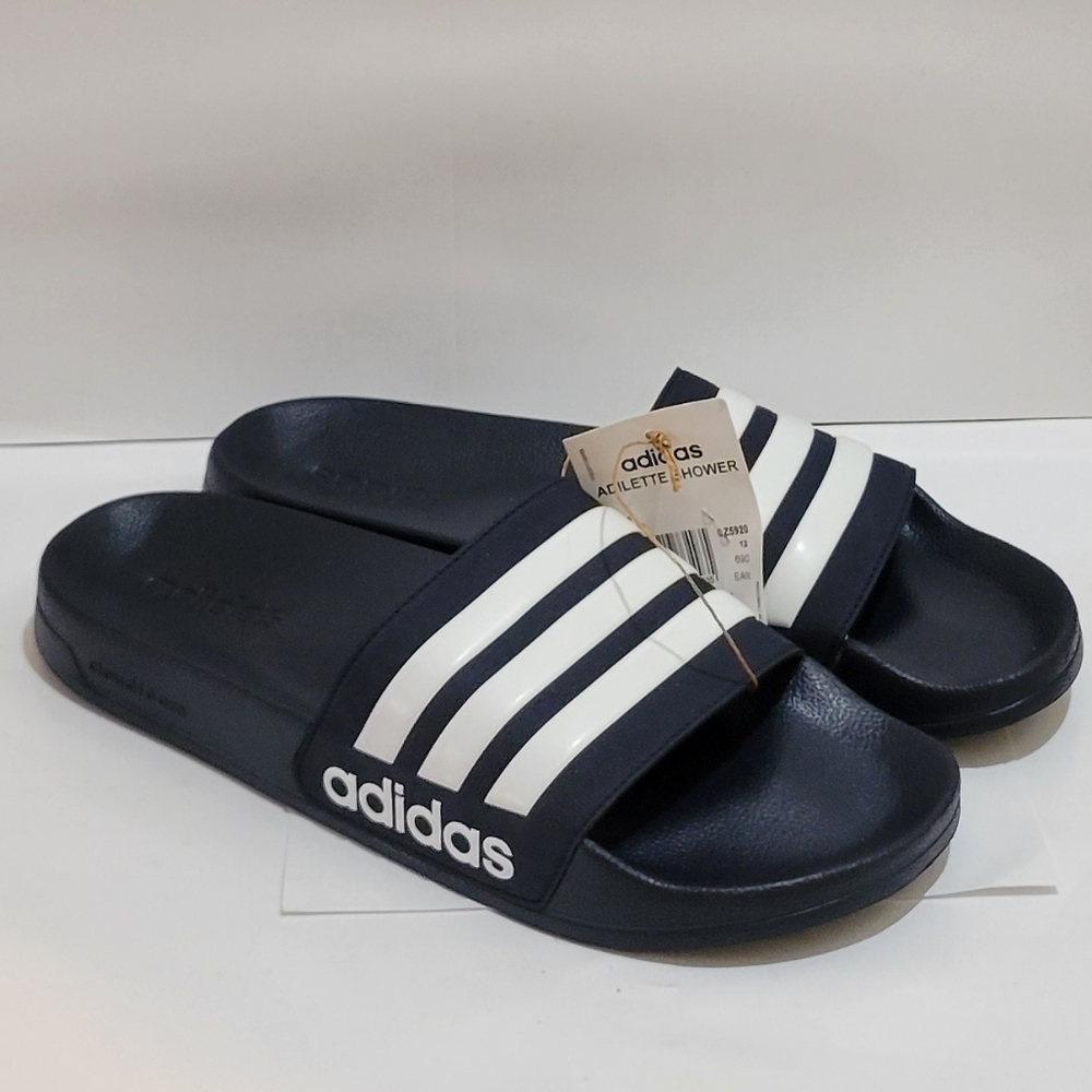 Adidas Adilette Shower Slides Navy Blue White Cloudfoam GZ5920 Men's‎